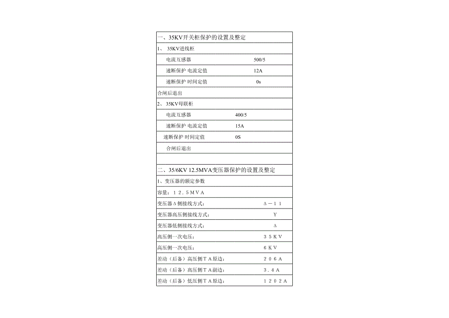 地面變電所繼電保護(hù)方式及定值_第1頁(yè)