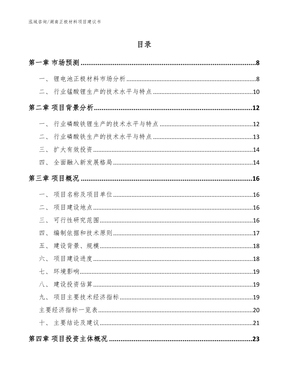 湖南正极材料项目建议书【模板范本】_第1页