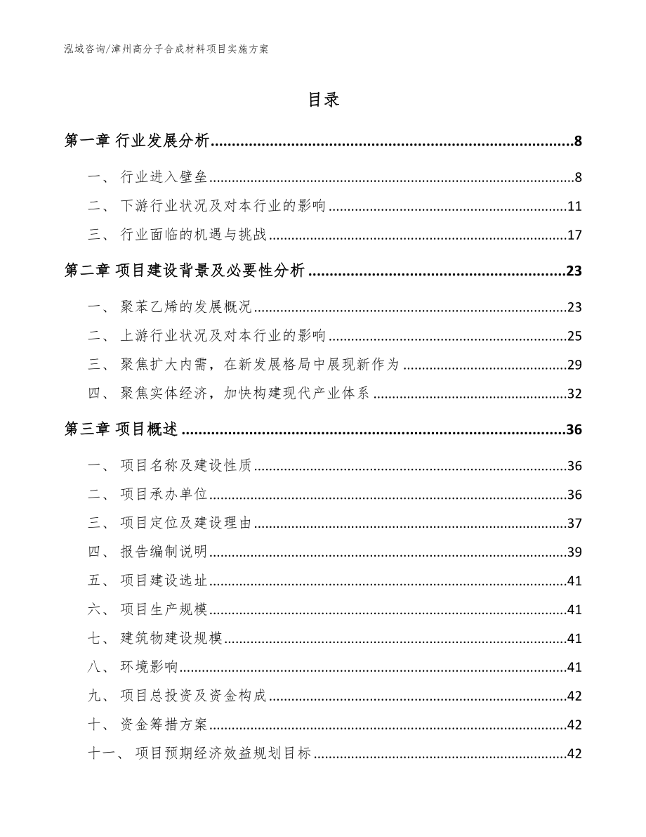 漳州高分子合成材料项目实施方案【参考模板】_第1页