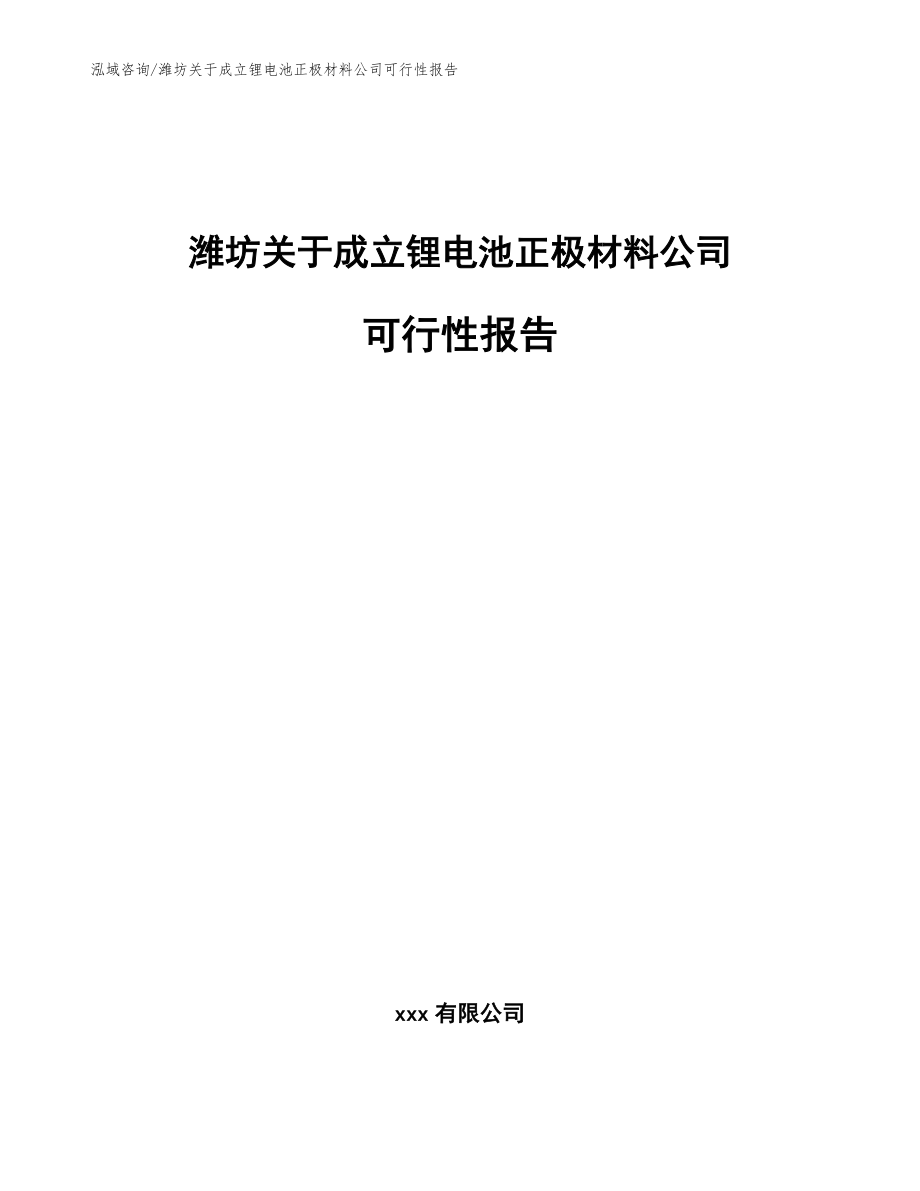 潍坊关于成立锂电池正极材料公司可行性报告（范文模板）_第1页