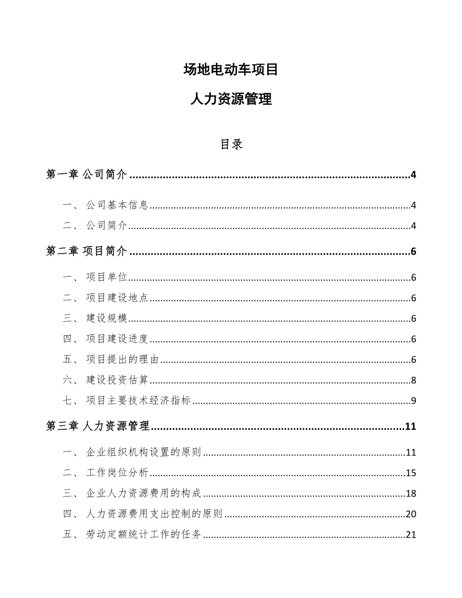 场地电动车项目人力资源管理（参考）_第1页