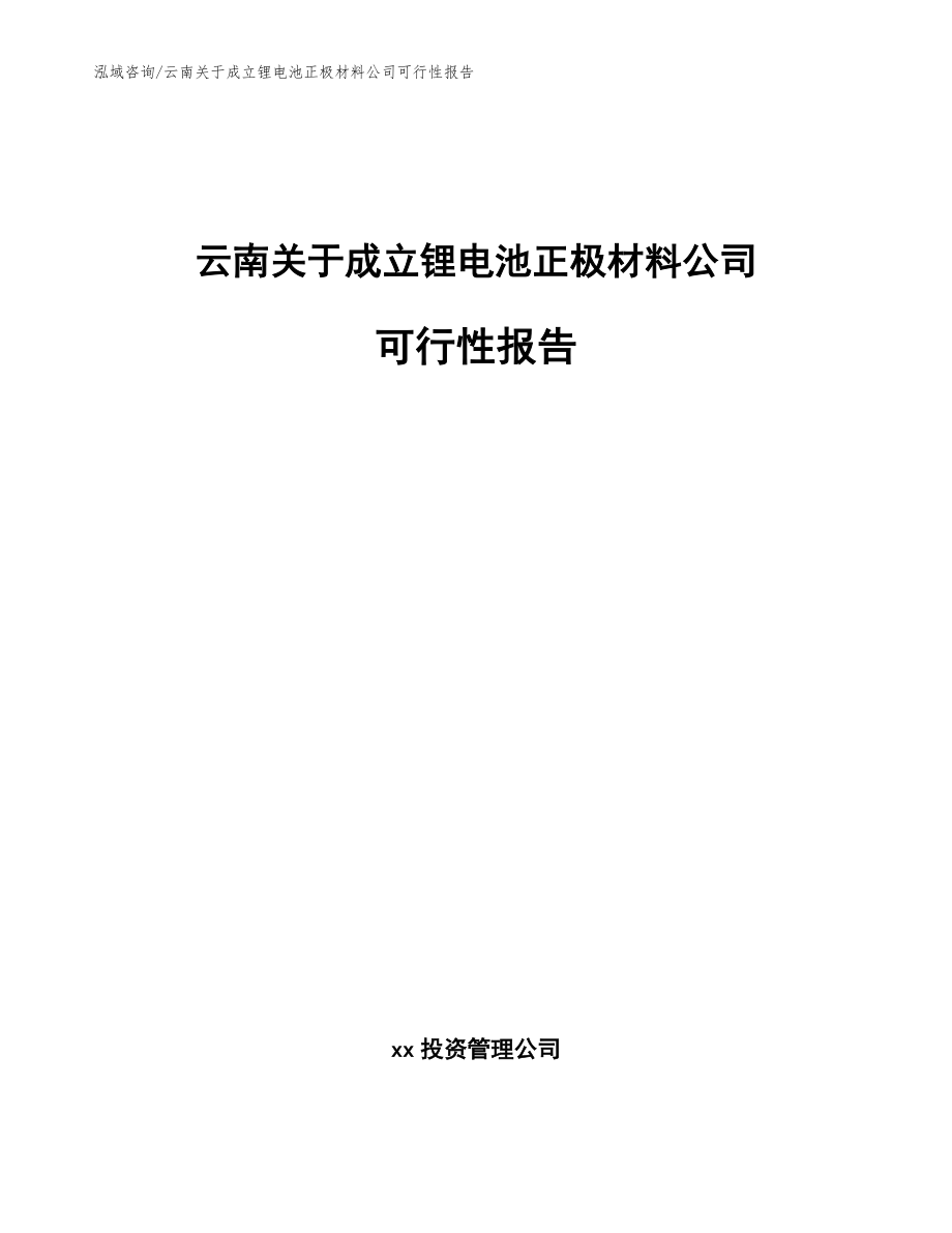 云南关于成立锂电池正极材料公司可行性报告_第1页