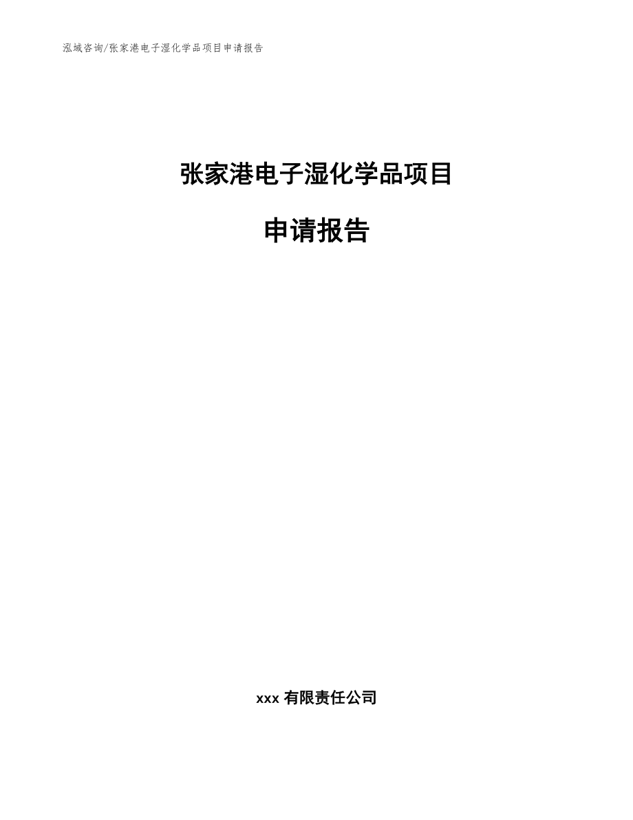 张家港电子湿化学品项目申请报告【范文】_第1页