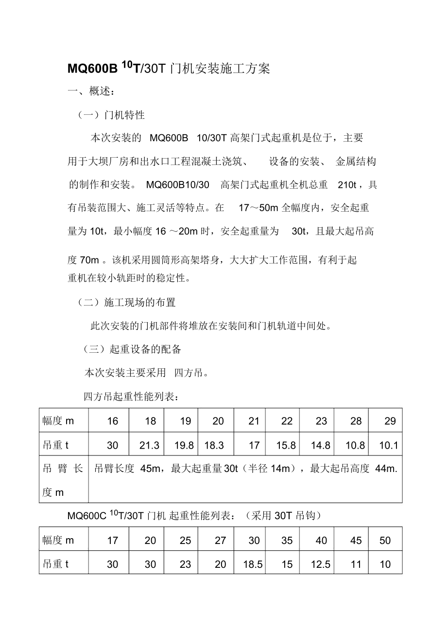 MQ600B-10T30T门机安装施工组织设计方案_第1页