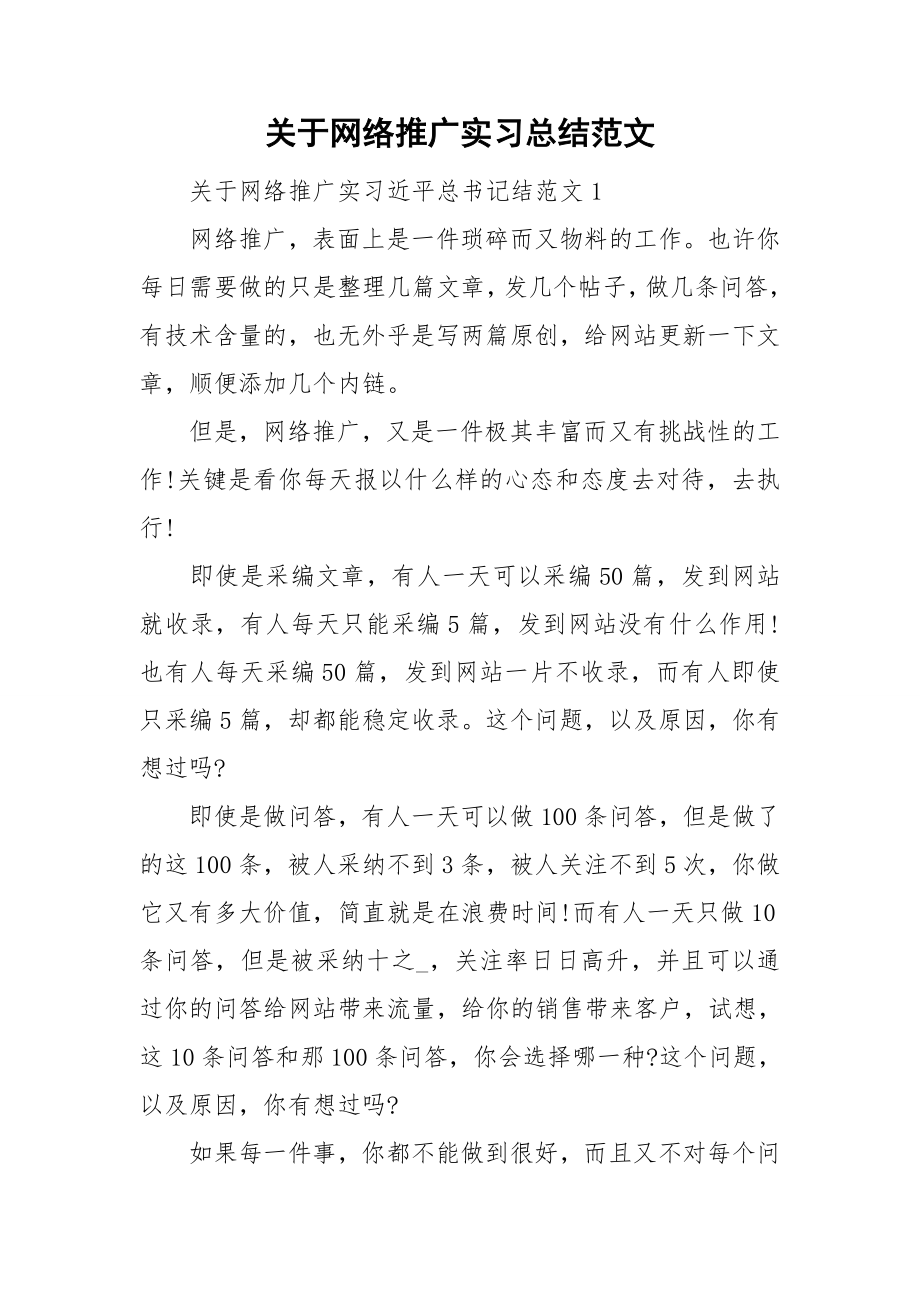 关于网络推广实习总结范文_第1页