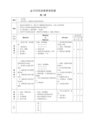 [四年級其它課程]小學(xué)四年級體育課教案