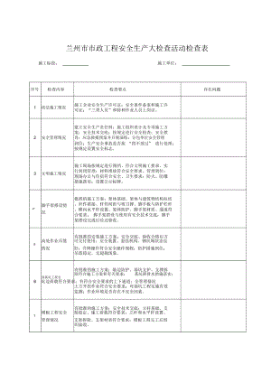 安全大檢查施工檢查表