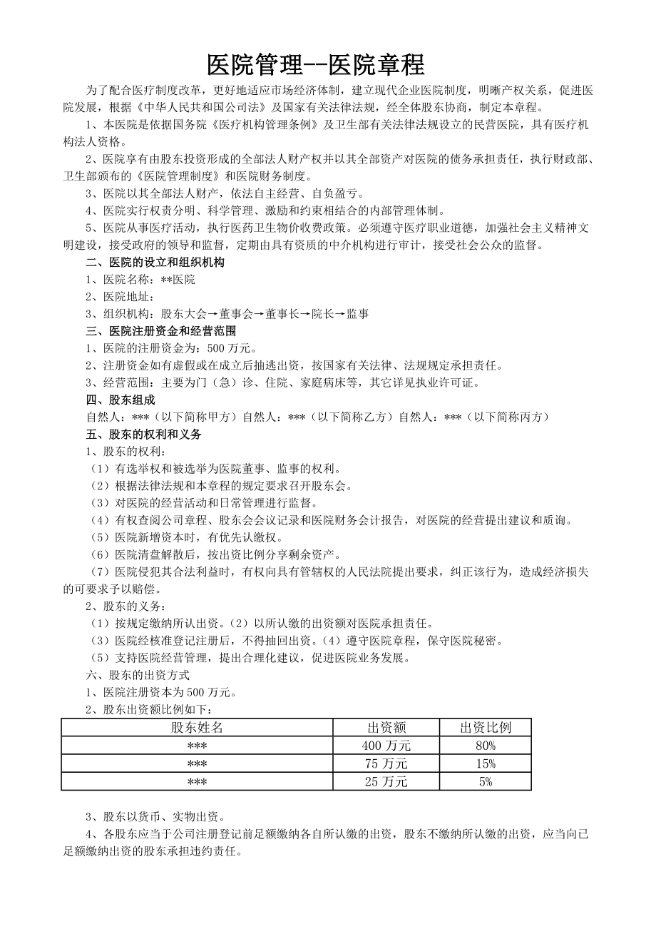 醫(yī)院管理——醫(yī)院章程_第1頁