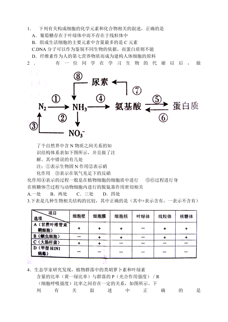 [高三理化生]瀘州市一診考試題_第1頁