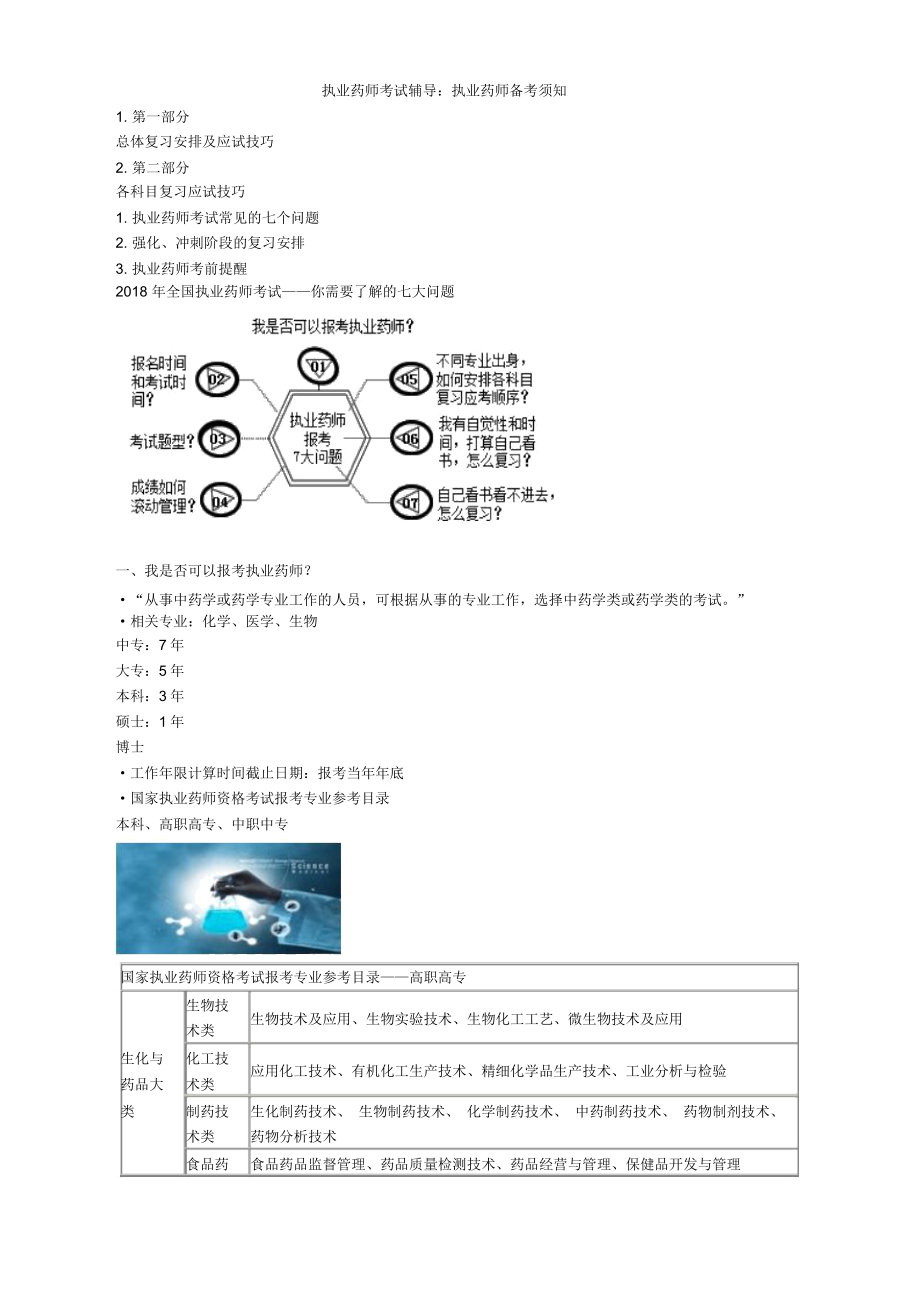 執(zhí)業(yè)藥師考試輔導(dǎo)：執(zhí)業(yè)藥師備考須知_第1頁