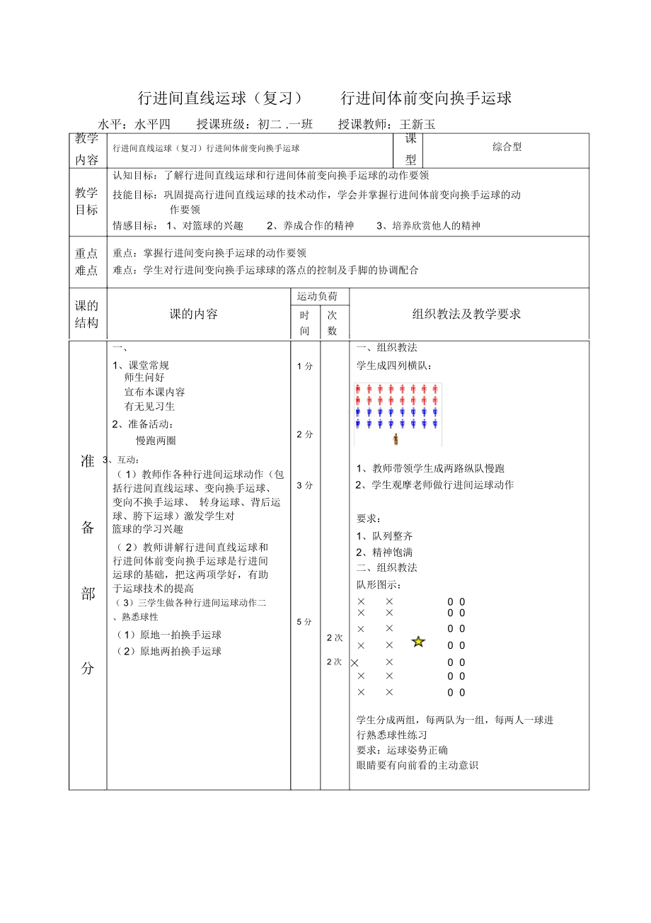 行進間直線運球(復(fù)習(xí))行進間體前變向換手運球_第1頁