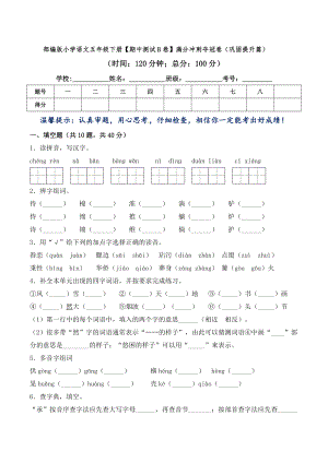 部編版小學(xué)語(yǔ)文五年級(jí)下冊(cè)【期中測(cè)試B卷】滿分沖刺奪冠卷（鞏固提升篇）（含答案）