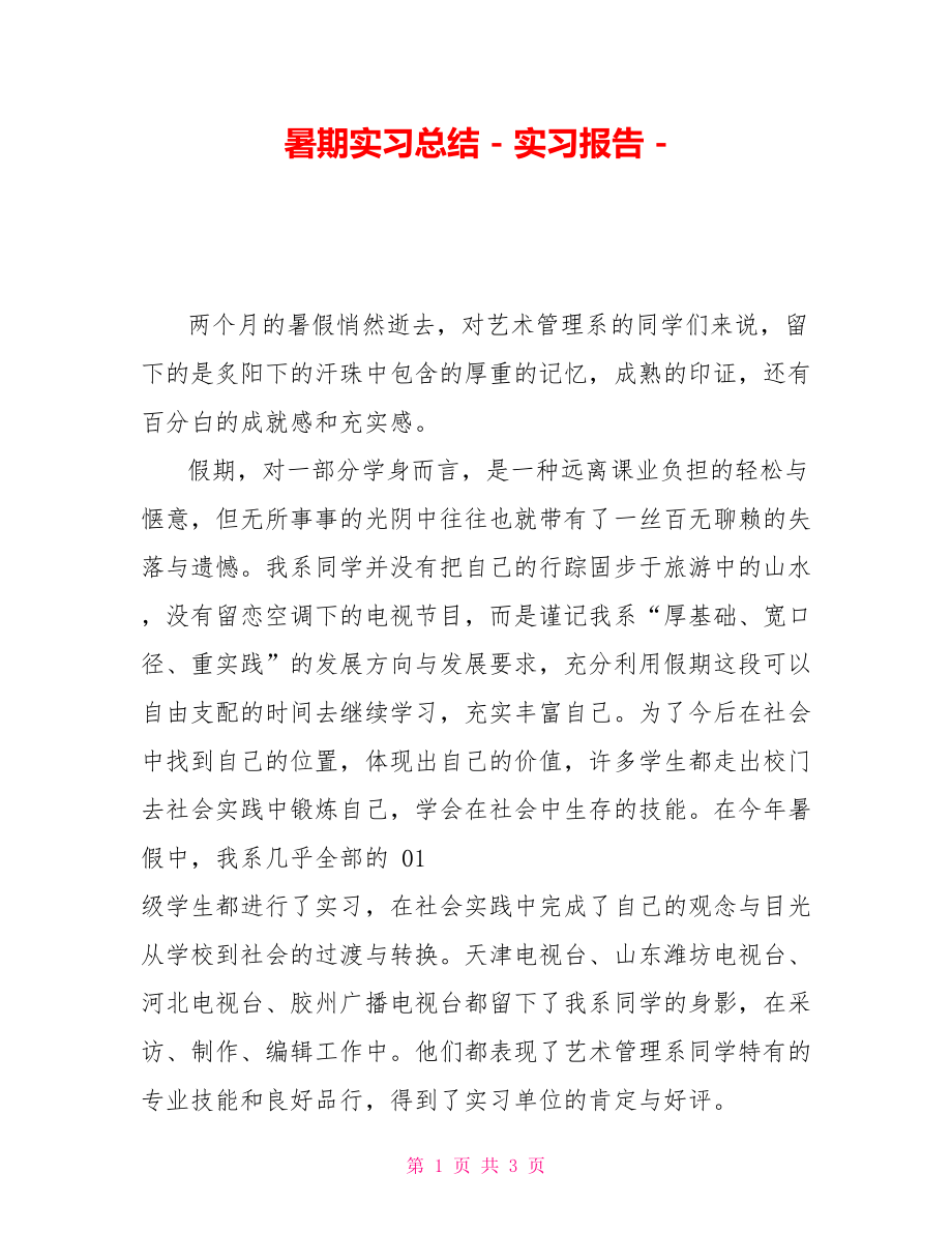 暑期实习总结实习报告_第1页