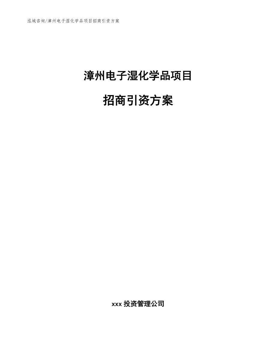 漳州电子湿化学品项目招商引资方案（模板范本）_第1页
