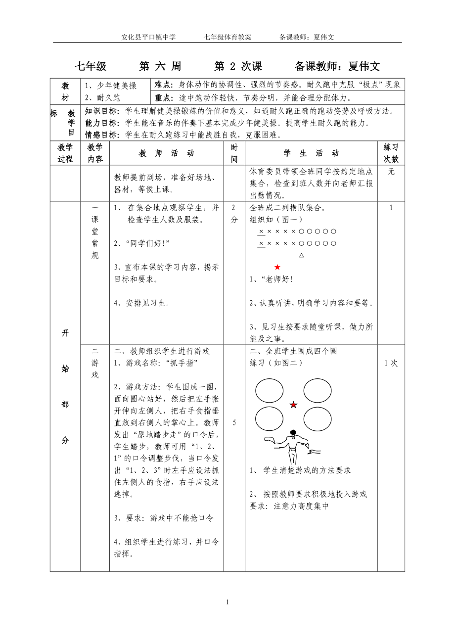 七年级体育健美操教学教案_第1页