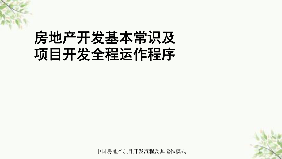 中国房地产项目开发流程及其运作模式课件_第1页