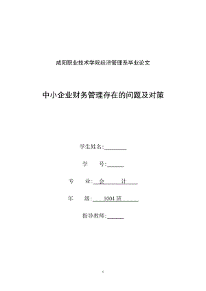 中小企業(yè)財(cái)務(wù)管理存在的問題及對(duì)策畢業(yè)論文1