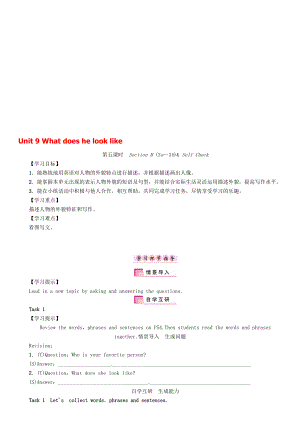 七年級(jí)英語(yǔ)下冊(cè) Unit 9 What does he look like第5課時(shí)Section B3a3b Self Check學(xué)案 新版人教新目標(biāo)版.