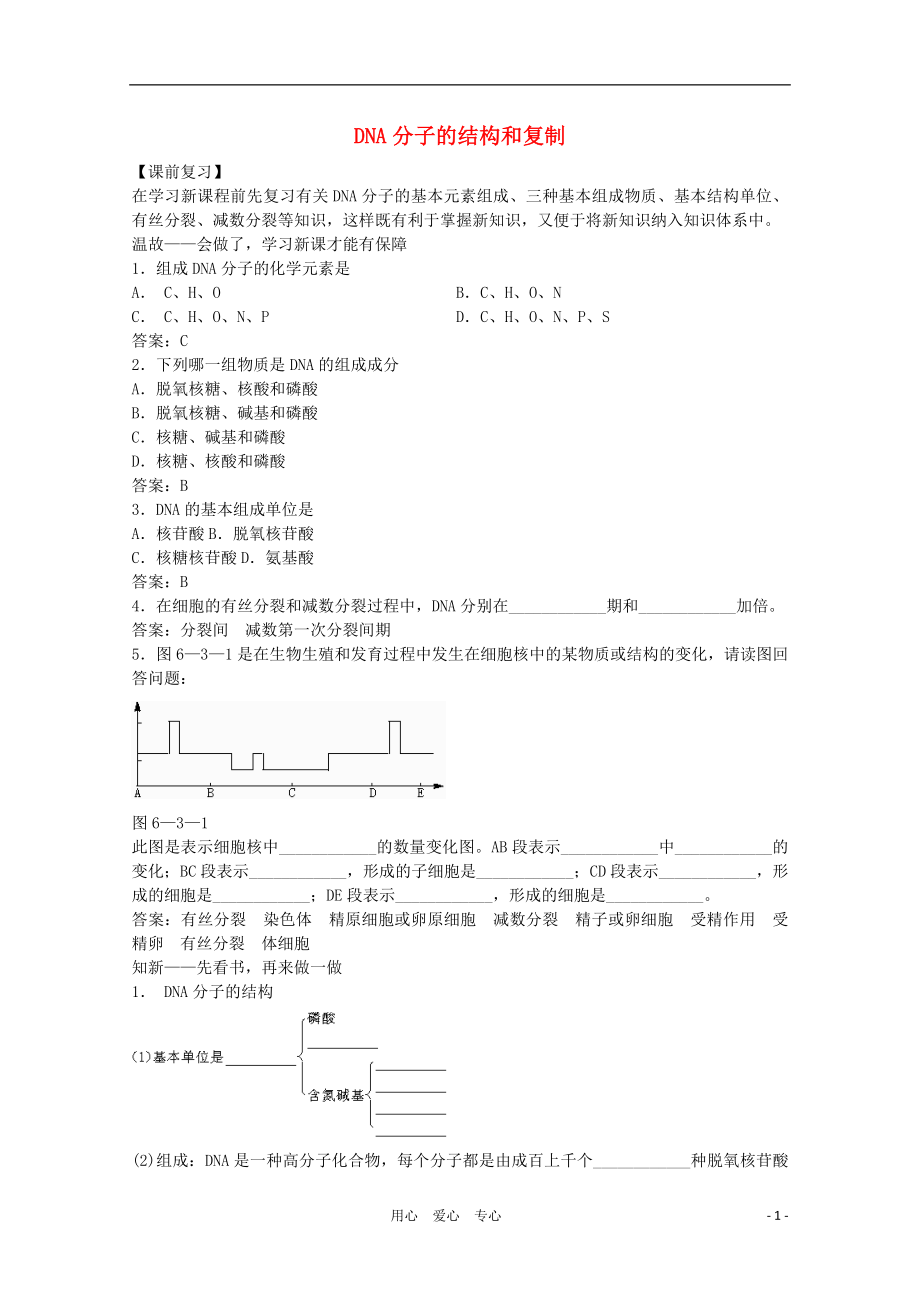 高三生物二輪復(fù)習(xí) DNA分子的結(jié)構(gòu)和復(fù)制教案 人教版_第1頁