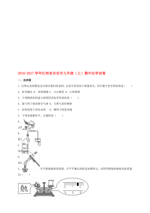 九年級化學上學期期中試卷含解析 新人教版20.