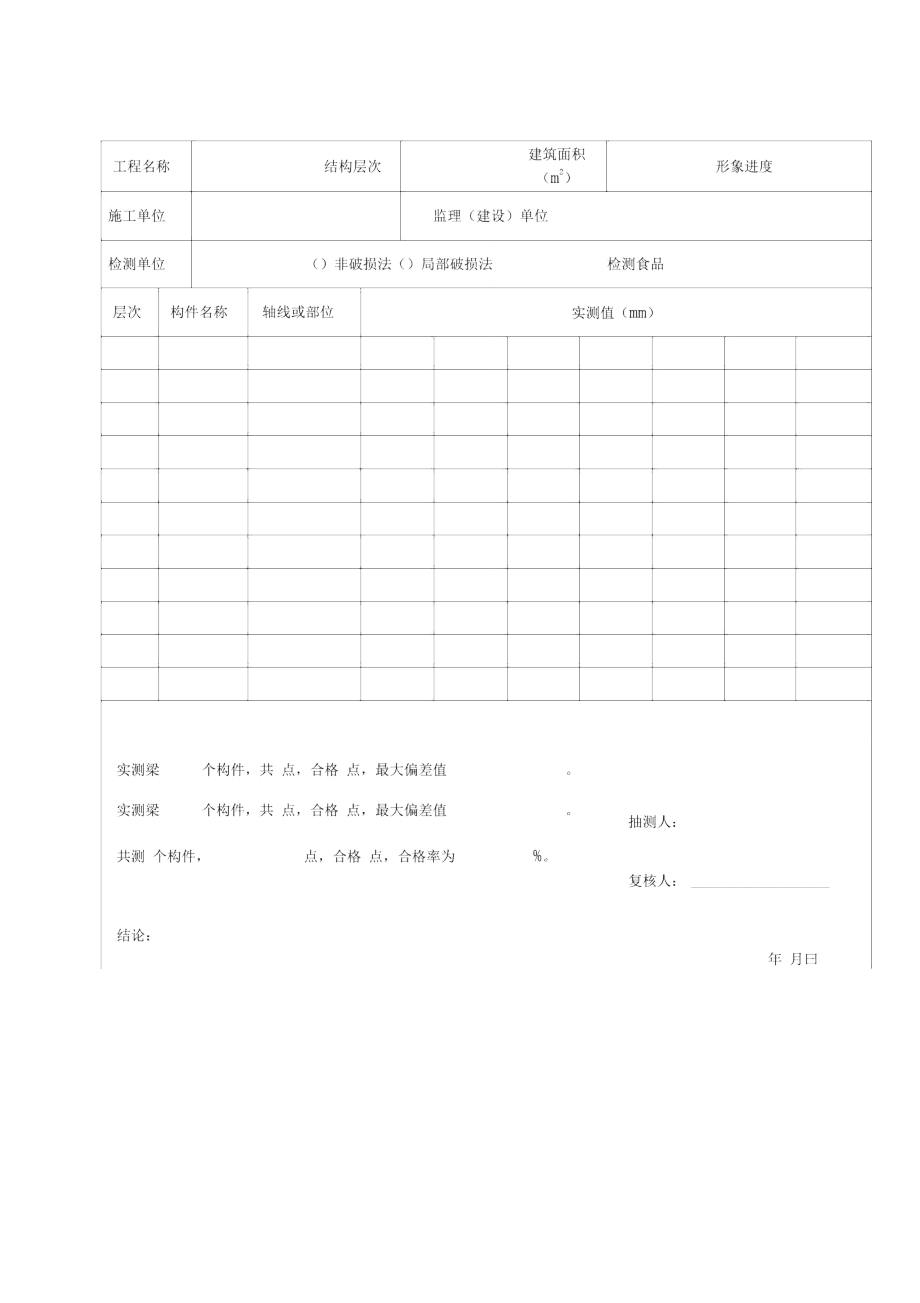 钢筋保护层厚度实测表_第1页