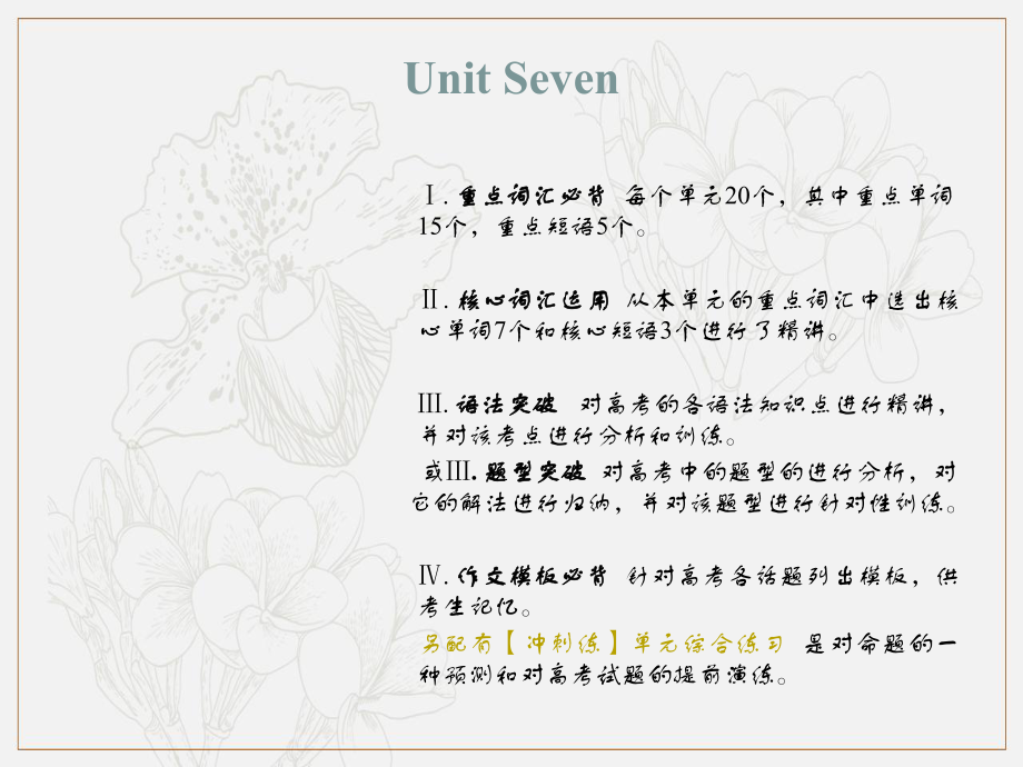 新课标英语艺考生文化课冲刺点金课件：Unit Seven_第1页