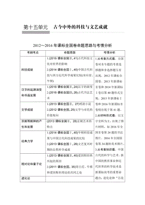 高考?xì)v史人教版：第十五單元 第37講　古代中國的科學(xué)技術(shù)與文學(xué)藝術(shù) 含解析