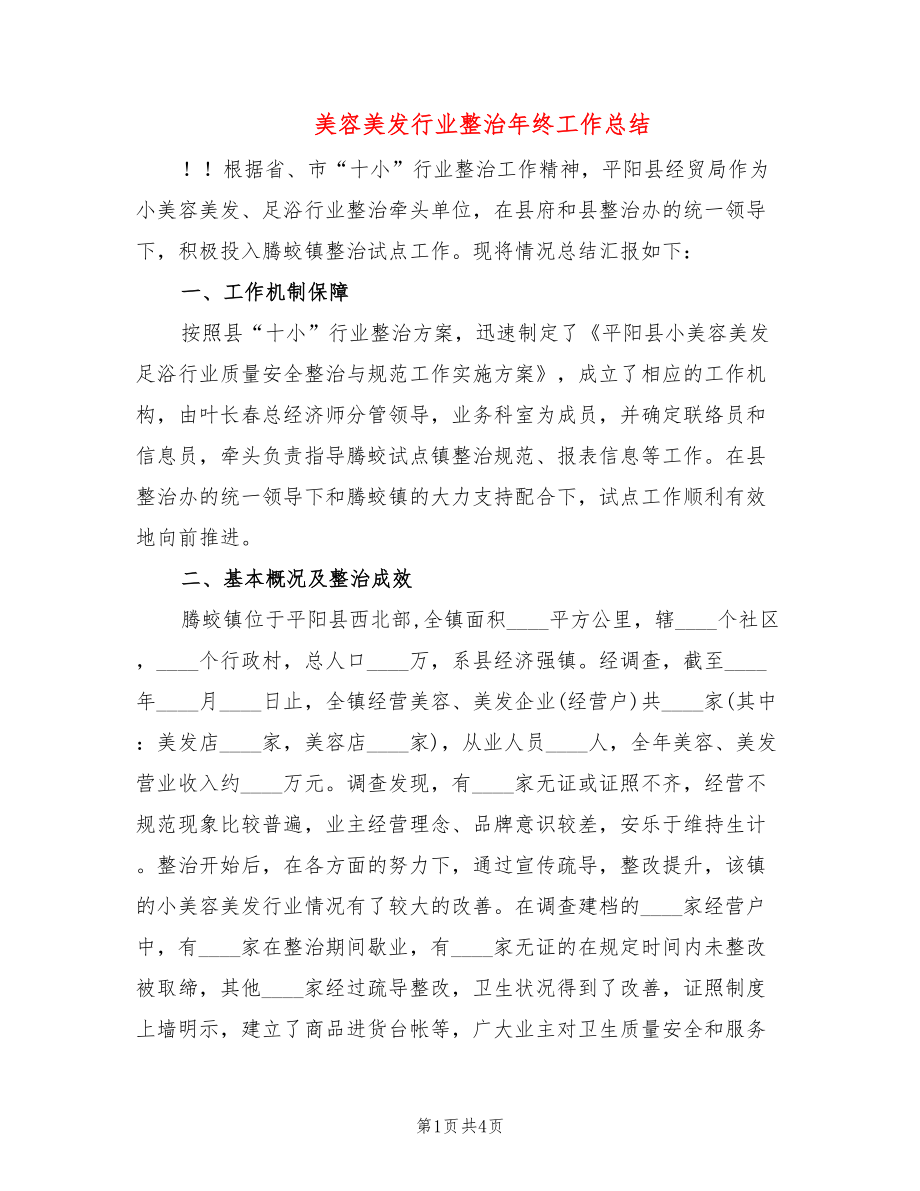 美容美发行业整治年终工作总结_第1页