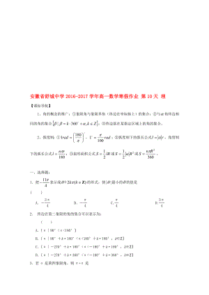 高一數(shù)學寒假作業(yè) 第10天 理.