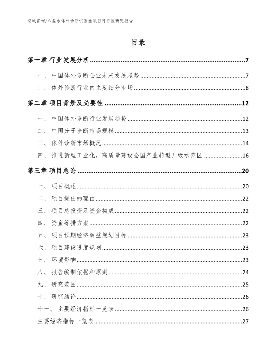 六盘水体外诊断试剂盒项目可行性研究报告（参考范文）_第1页