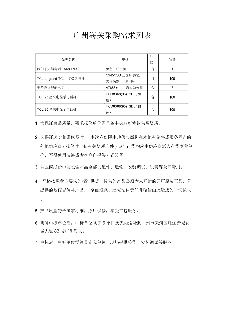 广州海关采购需求列表_第1页
