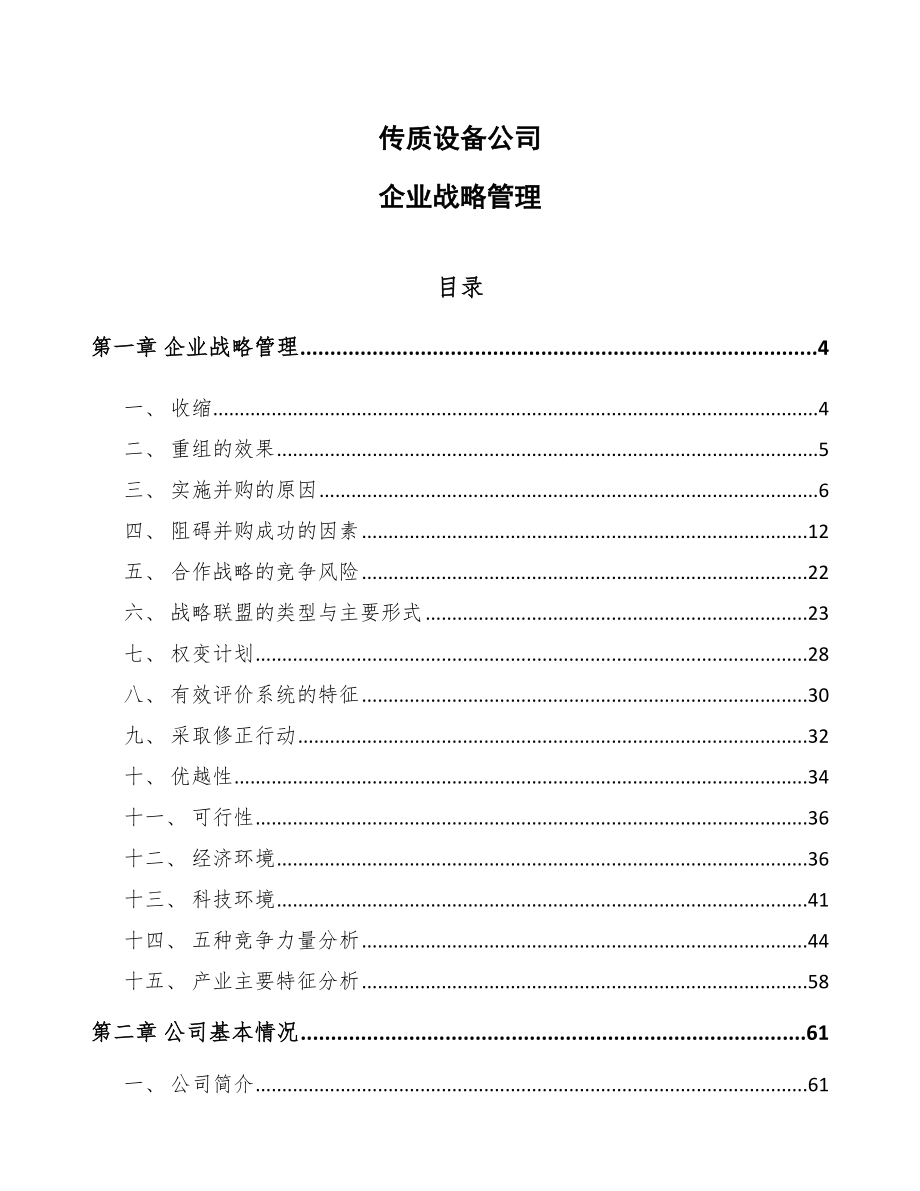 传质设备公司企业战略管理_第1页