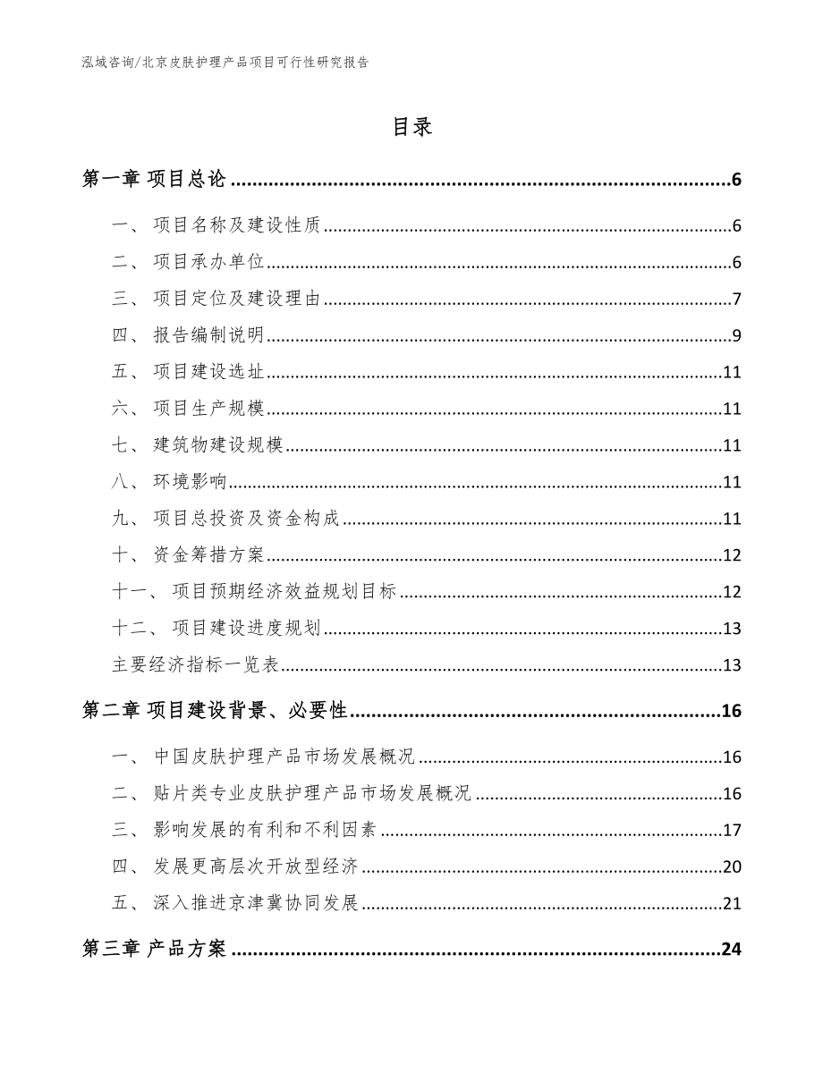 北京皮肤护理产品项目可行性研究报告_参考范文_第1页