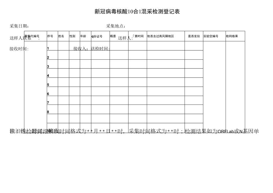 新冠病毒核酸10合1混采检测登记表.docx_第1页