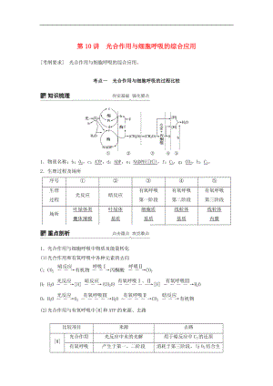 高考生物大一輪復(fù)習(xí)學(xué)案： 第三單元 細(xì)胞的能量供應(yīng)和利用 第10講 光合作用與細(xì)胞呼吸的綜合應(yīng)用學(xué)案