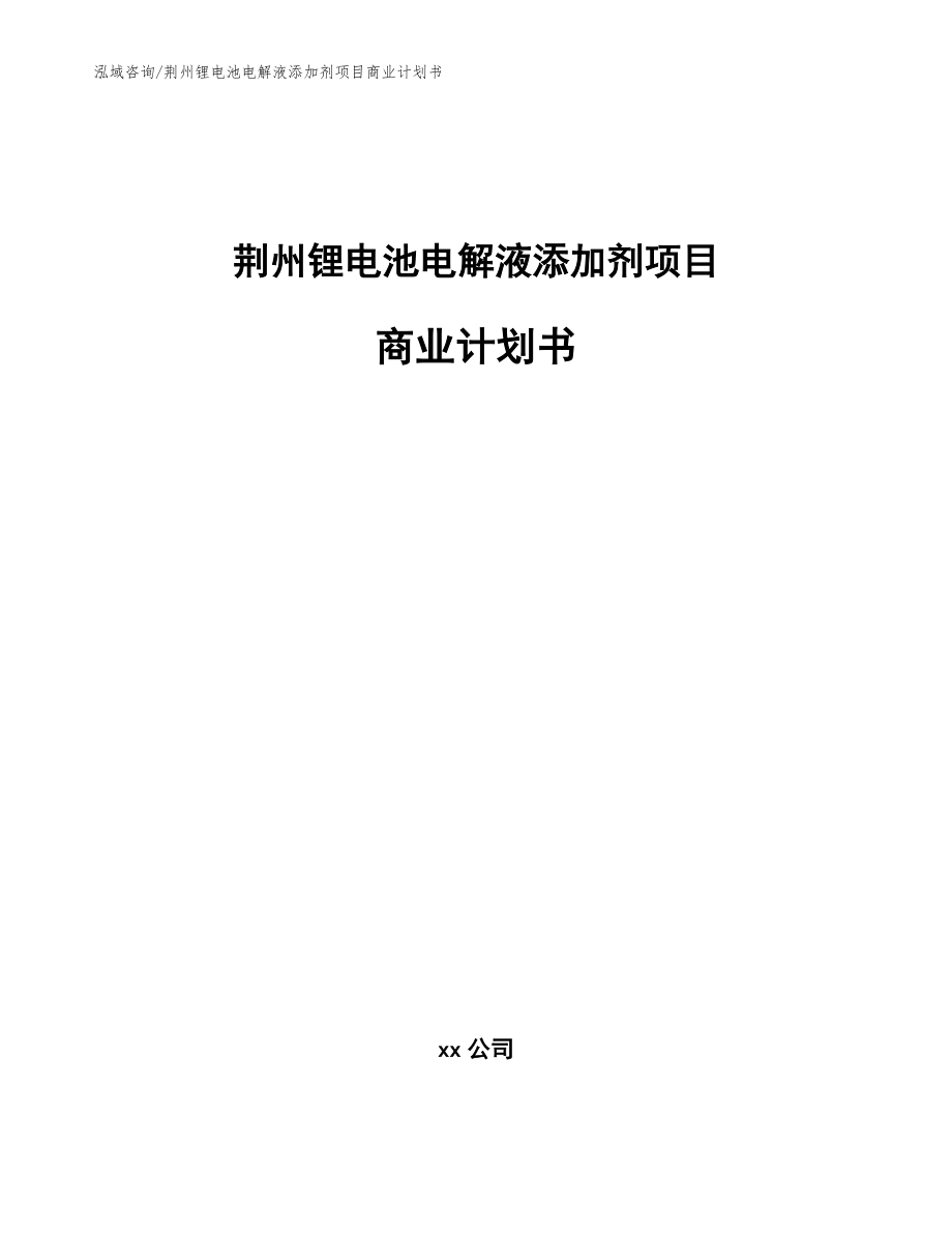 荆州锂电池电解液添加剂项目商业计划书（范文）_第1页