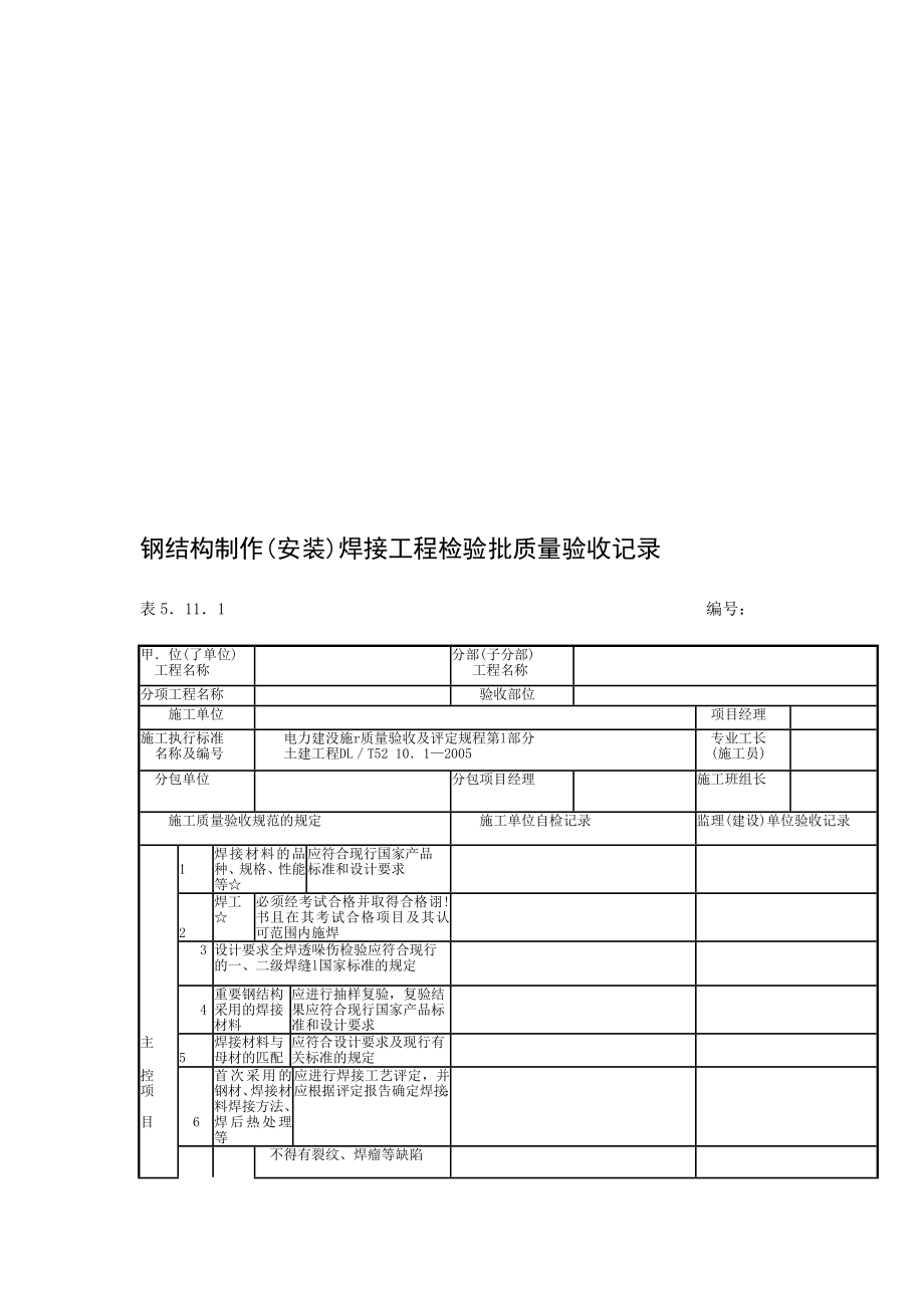 5.11钢结构制作安装焊接工程检验批质量验收记录_第1页