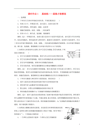 全國通用高考生物二輪復(fù)習(xí)作業(yè)及講義： 專題四 調(diào)節(jié) 串講一 內(nèi)環(huán)境穩(wěn)態(tài)及調(diào)節(jié) 課時作業(yè)1 基礎(chǔ)練