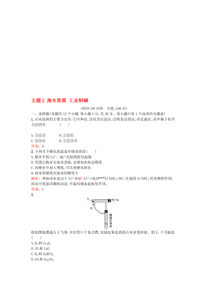 高中化學(xué) 主題2 海水資源 工業(yè)制堿檢測(cè)題 魯科版選修2.