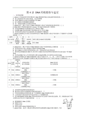 江蘇鹽城中學(xué)高三一輪復(fù)習(xí)學(xué)生作業(yè)：第十三單元生物技術(shù)第4講 DNA的粗提取與鑒定 Word版含解析