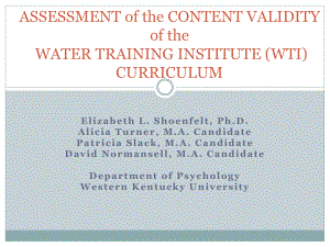 CONTENT VALIDITY STUDY WATER TRAINING INSTITUTE’S 内容效度研究训练所的水