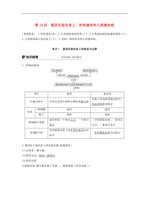 高考生物大一輪復(fù)習(xí)學(xué)案： 第五單元 遺傳的基本規(guī)律和人類遺傳病 第16講 基因在染色體上、伴性遺傳和人類遺傳病學(xué)案