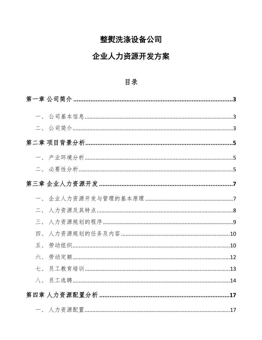 整熨洗涤设备公司企业人力资源开发方案（参考）_第1页