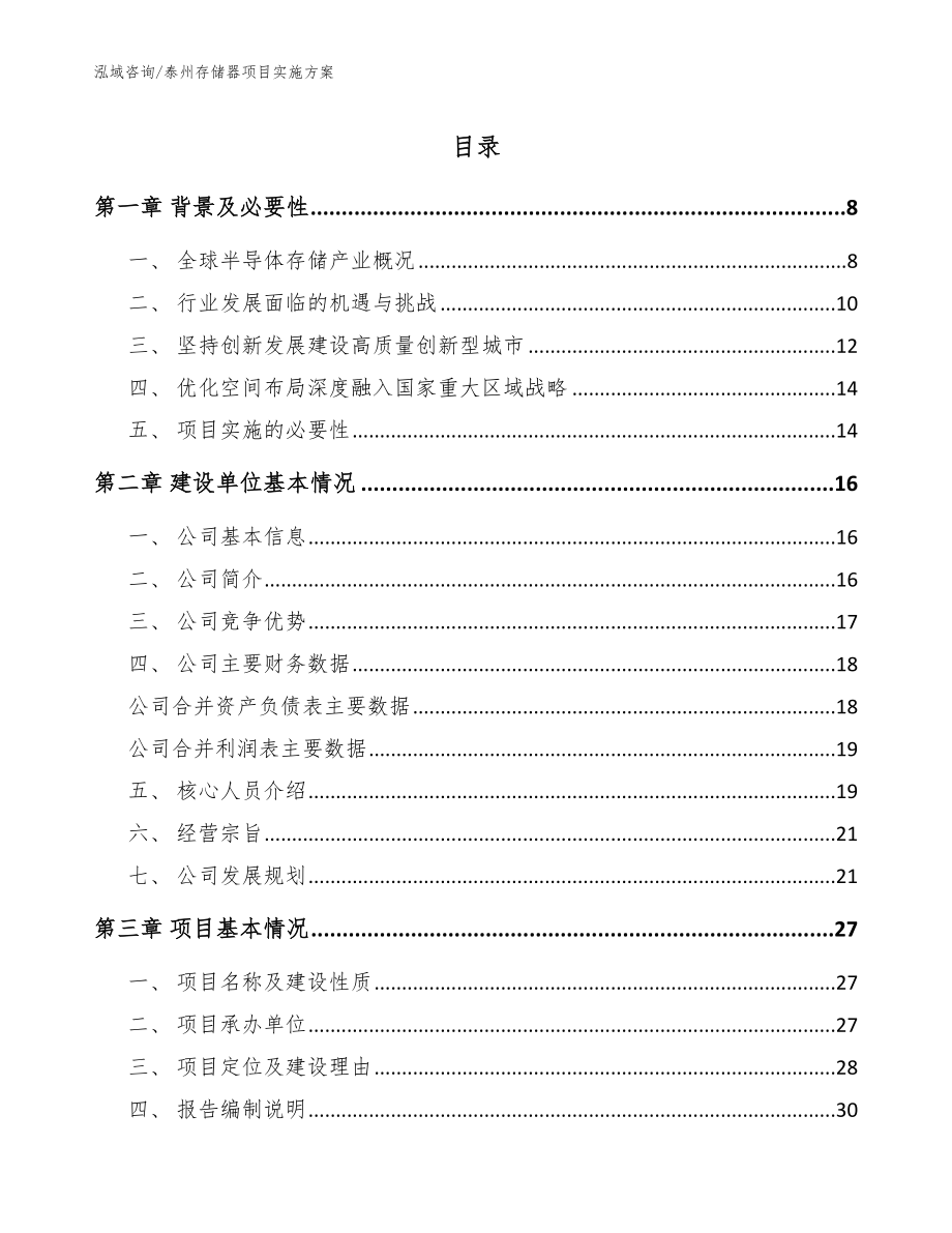 泰州存储器项目实施方案_第1页