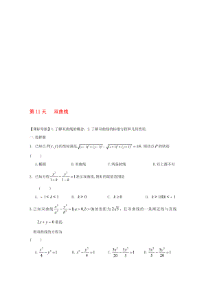 高二數(shù)學(xué)寒假作業(yè) 第11天 雙曲線 文.