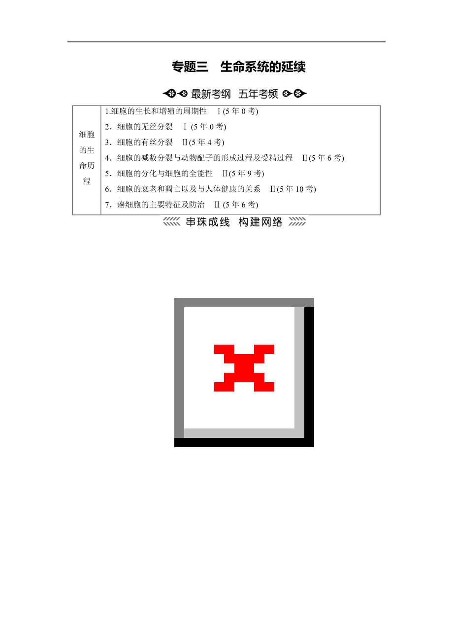 大二輪高考總復(fù)習(xí)生物文檔：第01部分 專題03 生命系統(tǒng)的延續(xù) 整合考點06 “動態(tài)有序”的細(xì)胞增殖 Word版含解析_第1頁