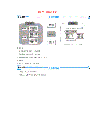 高中生物必修1學(xué)案： 第六章 細(xì)胞的生命歷程第1節(jié) 細(xì)胞的增殖學(xué)案 新人教版必修1