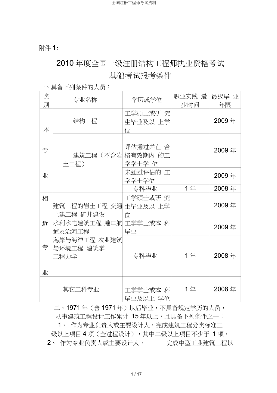 全国注册工程师考试资料_第1页