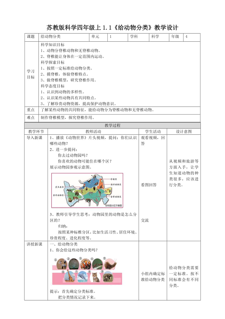 11《給動(dòng)物分類》教案_第1頁