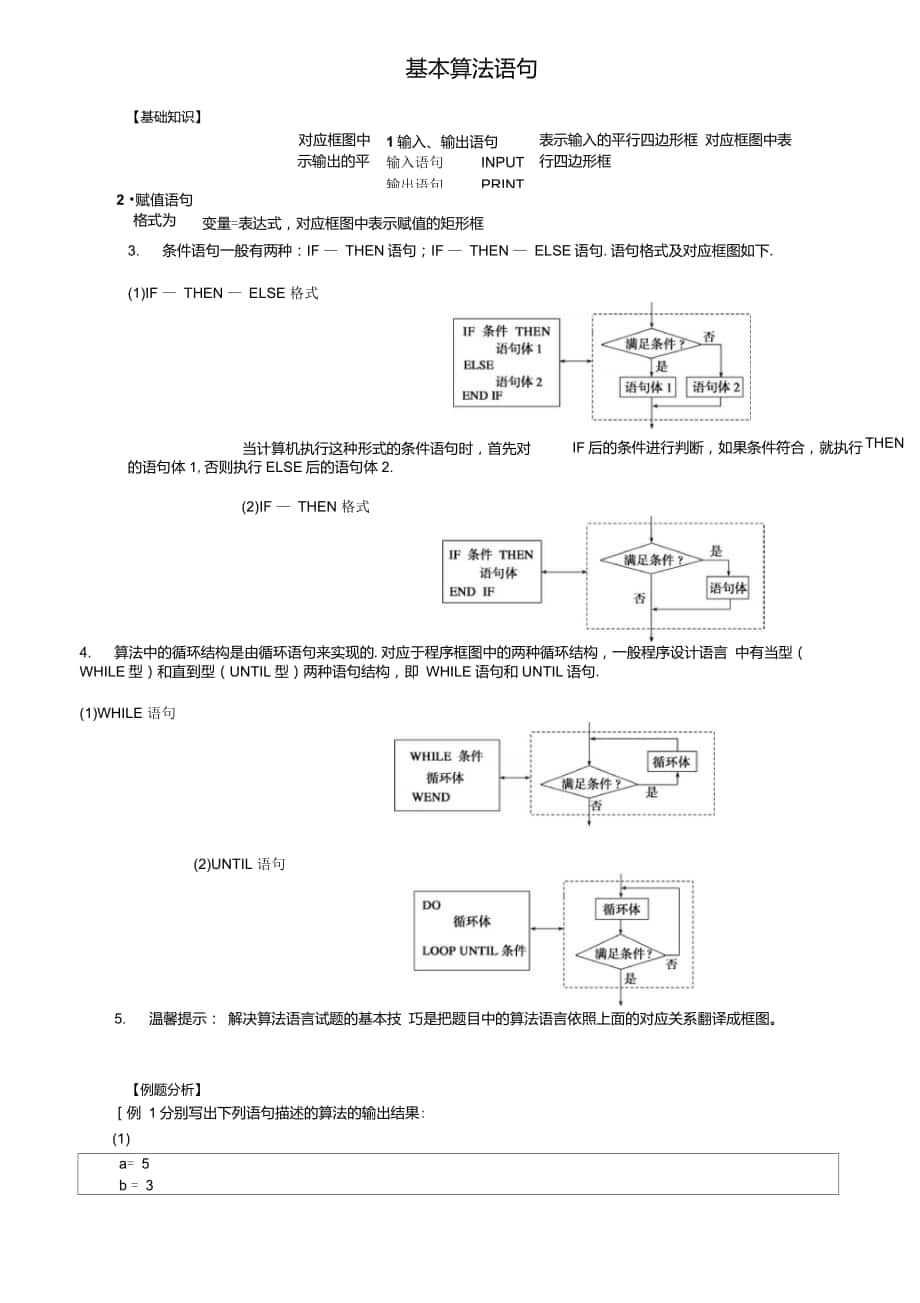 高中數(shù)學(xué)程序框圖,算法語言_第1頁